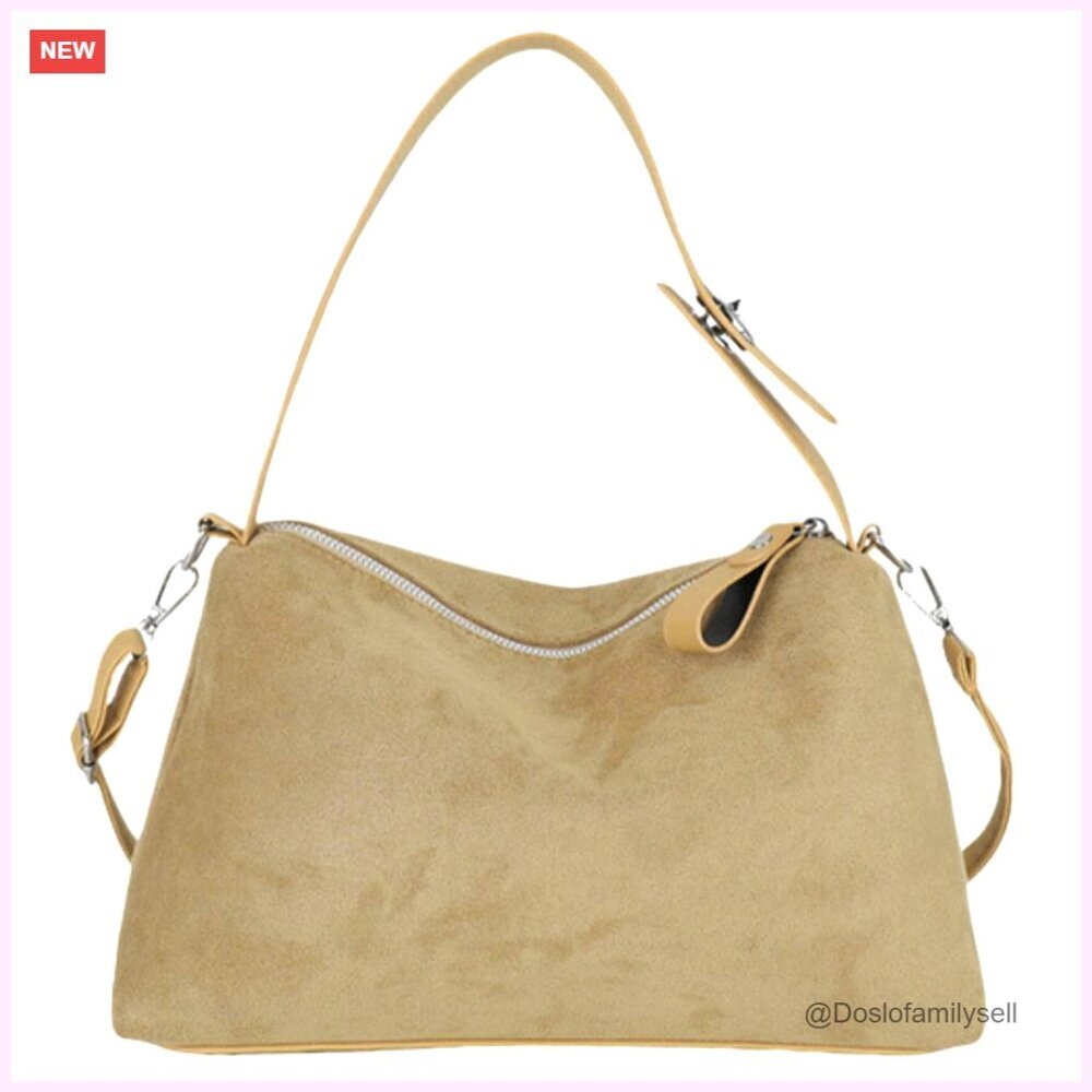 Vintage Suede Velvet Shoulder Bag Tote Crossbody Handbag Spacious